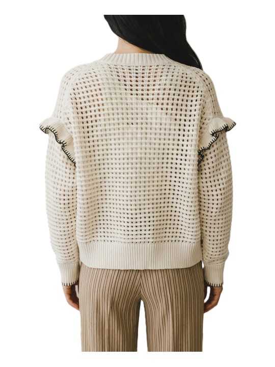 GILET CROCHET FLEURS BRODEES VERT ORANGE W2R 811N V31452 02 PAUL SMITH FEMME boutique Strasbourg dos