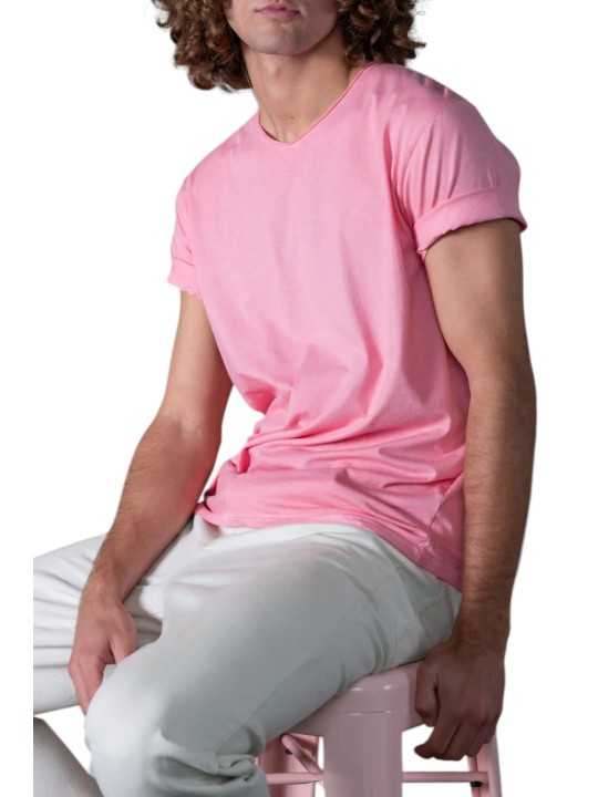 TSHIRT MILO W COL V COTON PIMA SOFT PINK ANONYM HOMME Strasbourg concept face 1