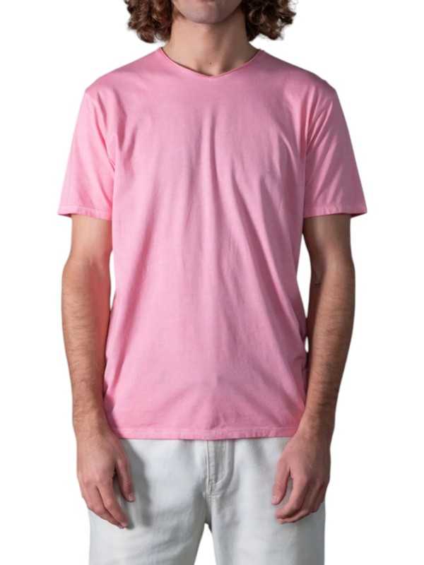 TSHIRT MILO W COL V COTON PIMA SOFT PINK ANONYM HOMME Strasbourg concept face