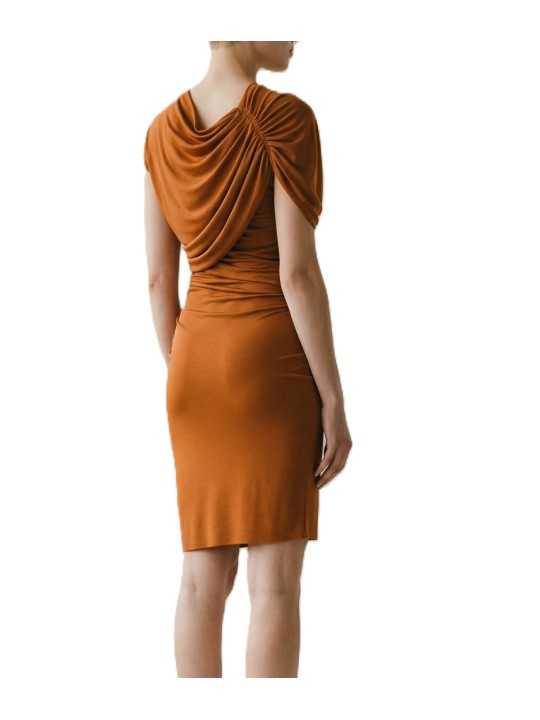 ROBE COGNAC ARES DRESS COURTE DRAPEE PLISSEE LI01F 7563 RV 184 LILIES RICK OWENS femme boutique Strasbourg dos