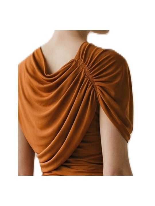 ROBE COGNAC ARES DRESS COURTE DRAPEE PLISSEE LI01F 7563 RV 184 LILIES RICK OWENS femme boutique Strasbourg plis dos