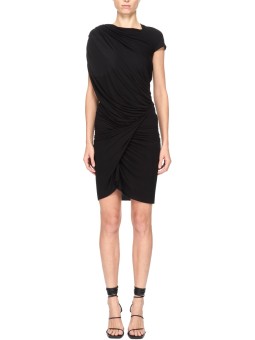 ROBE NOIR ARES DRESS COURTE DRAPEE LI01F 7563 RV 09 LILIES RICK OWENS FEMME boutique Strasbourg face