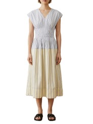 ROBE COTON RAYEE PATCH CIEL JAUNE POLY W1R 716D V11227 08 PAUL SMITH FEMME boutique Strasbourg face