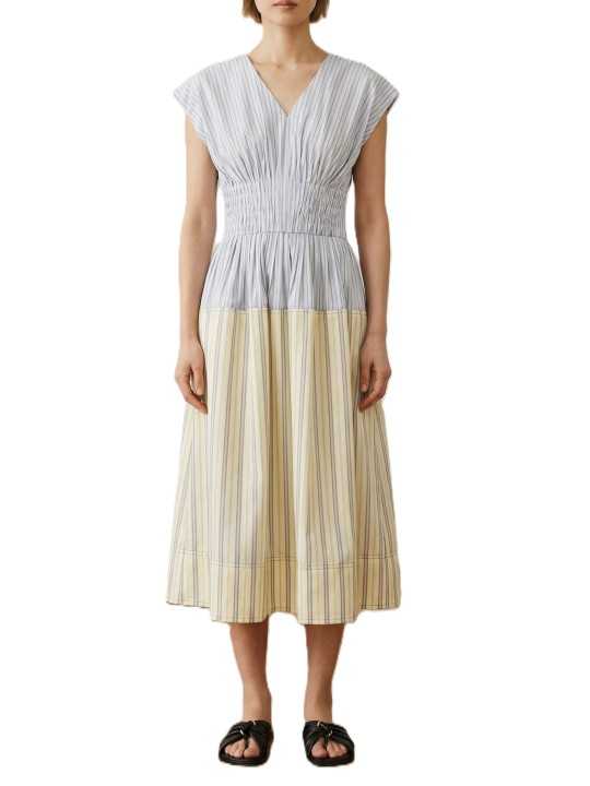 ROBE COTON RAYEE PATCH CIEL JAUNE POLY W1R 716D V11227 08 PAUL SMITH FEMME boutique Strasbourg face