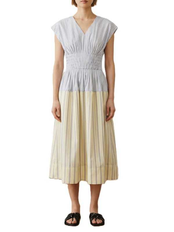 ROBE COTON RAYEE PATCH CIEL JAUNE POLY W1R 716D V11227 08 PAUL SMITH FEMME boutique Strasbourg face