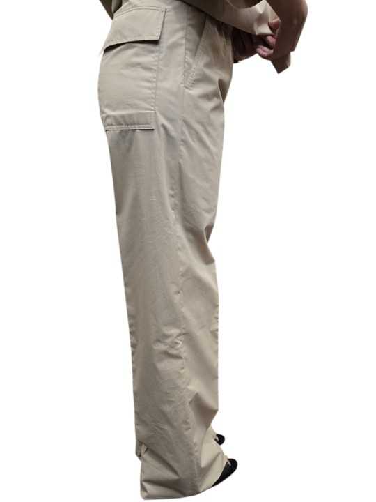 PANTALON DROIT DIETRICH POPELINE SABLE SAND RICK OWENS FEMME RP01F 6325 P 138 FASHION MODE DESIGNER CREATEUR STRASBOURG côté