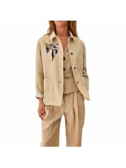 Veste en lin de couleur beige motifs poissons de la collection Paul Smith pour Femme W1R 444JP V01427 07 boutique Strasbourg