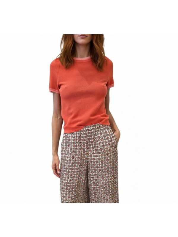 MAILLE MANCHES COURTES ORANGE BORD ROSE W2R 805N V31444 19 PAUL SMITH FEMME BOUTIQUE Strasbourg face