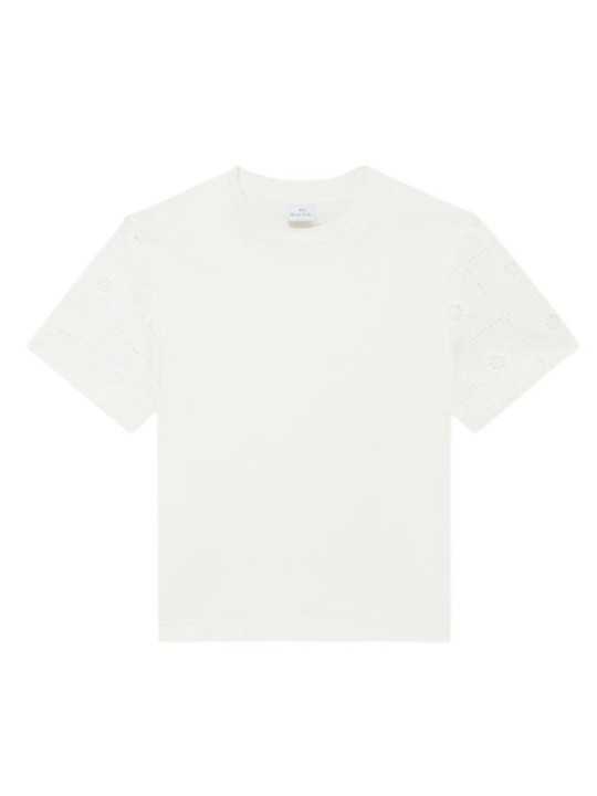 TSHIRT BLANC MANCHES COURTES BRODERIES W2R 430V V31440 02 PAUL SMITH FEMME boutique Strasbourg store flat