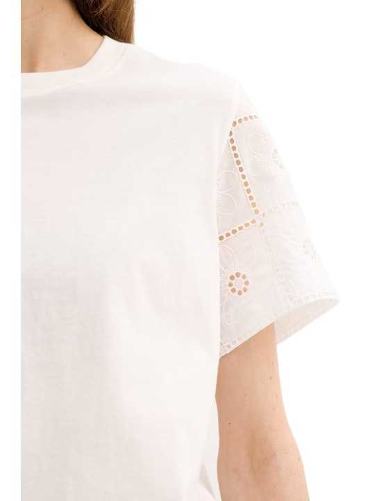 TSHIRT BLANC MANCHES COURTES BRODERIES W2R 430V V31440 02 PAUL SMITH FEMME boutique Strasbourg store manche