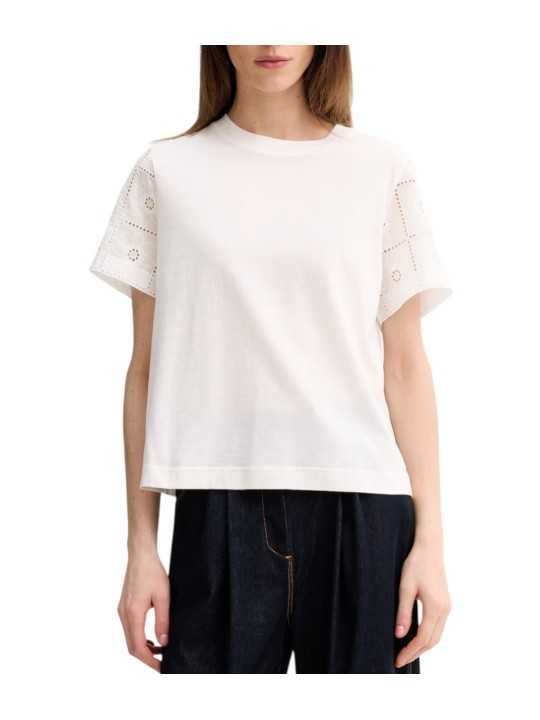 TSHIRT BLANC MANCHES COURTES BRODERIES W2R 430V V31440 02 PAUL SMITH FEMME boutique Strasbourg store face