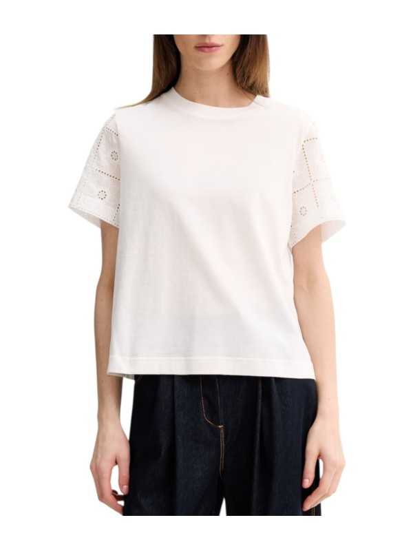 TSHIRT BLANC MANCHES COURTES BRODERIES W2R 430V V31440 02 PAUL SMITH FEMME boutique Strasbourg store face