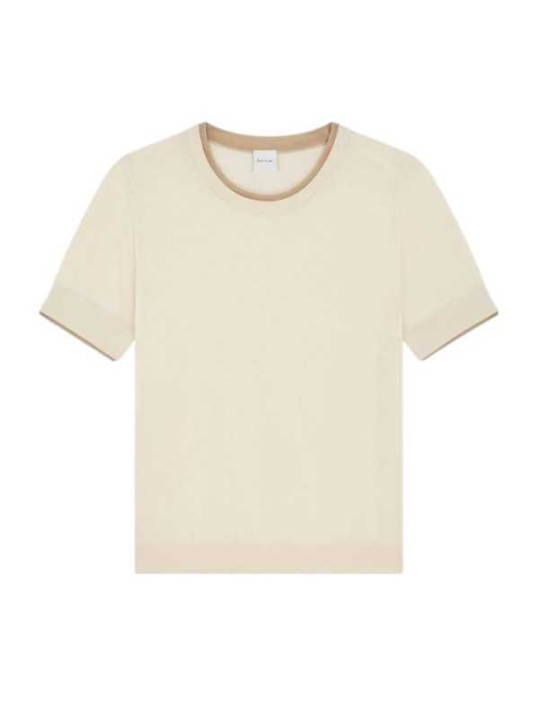 MAILLE MANCHES COURTES VANILLE COL MANCHES VERT W1R 689N V11235 04 PAUL SMITH FEmme boutique Strasbourg flat