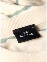 MAILLE MANCHES COURTES ECRU RAYE BLEU MAUVE M2R 823Z V22677 04 PAUL SMITH HOMME boutique Strasbourg zoom