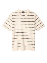 MAILLE MANCHES COURTES ECRU RAYE BLEU MAUVE M2R 823Z V22677 04 PAUL SMITH HOMME boutique Strasbourg solo