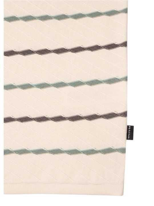 MAILLE MANCHES COURTES ECRU RAYE BLEU MAUVE M2R 823Z V22677 04 PAUL SMITH HOMME boutique Strasbourg détail