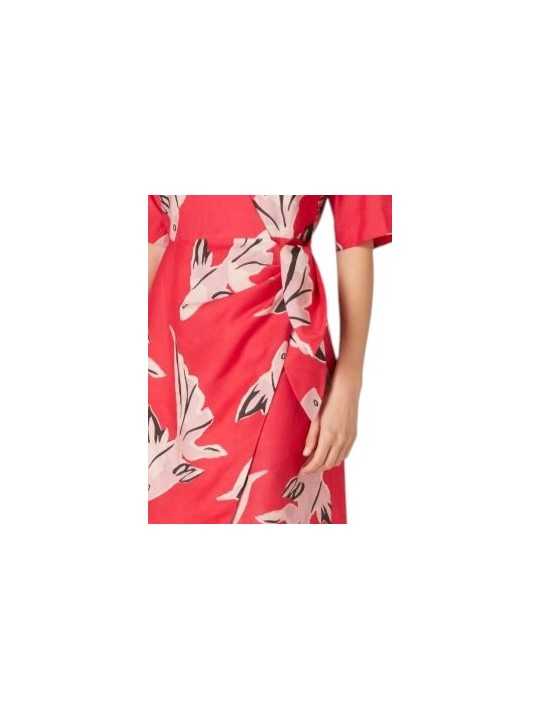 ROBE FUSHIA DRAPEE POISSONS ROSES COTON SOIE W1R 714D V11224 22 PAUL SMITH FEMME boutique Strasbourg détail