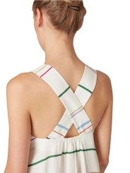 ROBE LONGUE BRETELLES ECRU RAYURES MULTI LIN LYOCELL W1R 717D V11231 92 PAUL SMIth femme boutique Strasbourg détail