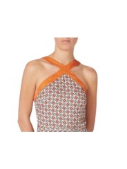 ROBE LONGUE MOSAIQUES BRETELLES VISCOSE VERT ORANGE W2R 721D V31436 18 PAUL SMITh femme boutique Strasbourg détail