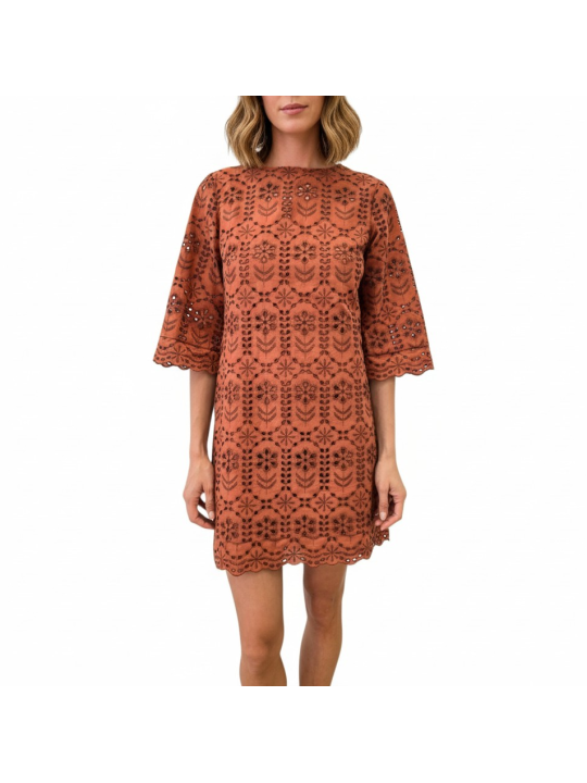 ROBE COURTE CROCHET OCRE W2R 718D V31442 65 PAUL SMITH FEMME boutique Strasbourg face