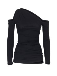 TOP ASYMETRIQUE NOIR JERSEY COTON DJ21S26 ISABEL BENENATO FEMME boutique Strasbourg flat