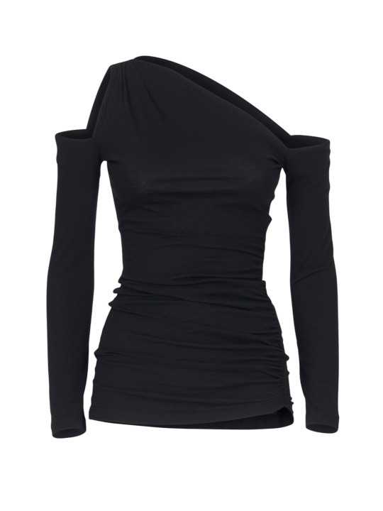 TOP ASYMETRIQUE NOIR JERSEY COTON DJ21S26 ISABEL BENENATO FEMME boutique Strasbourg flat