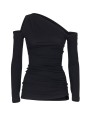 TOP ASYMETRIQUE NOIR JERSEY COTON DJ21S26 ISABEL BENENATO FEMME boutique Strasbourg flat