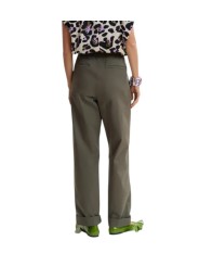 PANTALON TOILE SOUPLE TAILLE ELASTIQUE KAKI JARNE OM24 ESSENTIEL ANTWERP FEMME boutique Strasbourg dos