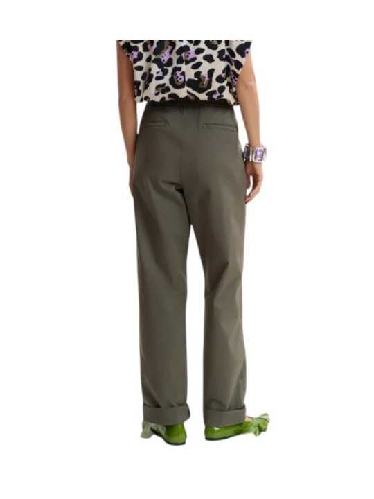 PANTALON TOILE SOUPLE TAILLE ELASTIQUE KAKI JARNE OM24 ESSENTIEL ANTWERP FEMME boutique Strasbourg dos