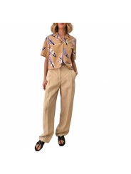 PANTALON LIN BEIGE LARGE W1R 395T V01427 07 PAUL SMITH FEMME Strasbourg boutique look