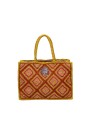 SAC CABAS ARCHI RAPHIA LOSANGES ORANGE JAUNE ROSE 4472 CLARIS VIROT bag front