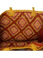 SAC CABAS ARCHI RAPHIA LOSANGES ORANGE JAUNE ROSE 4472 CLARIS VIROT bag int