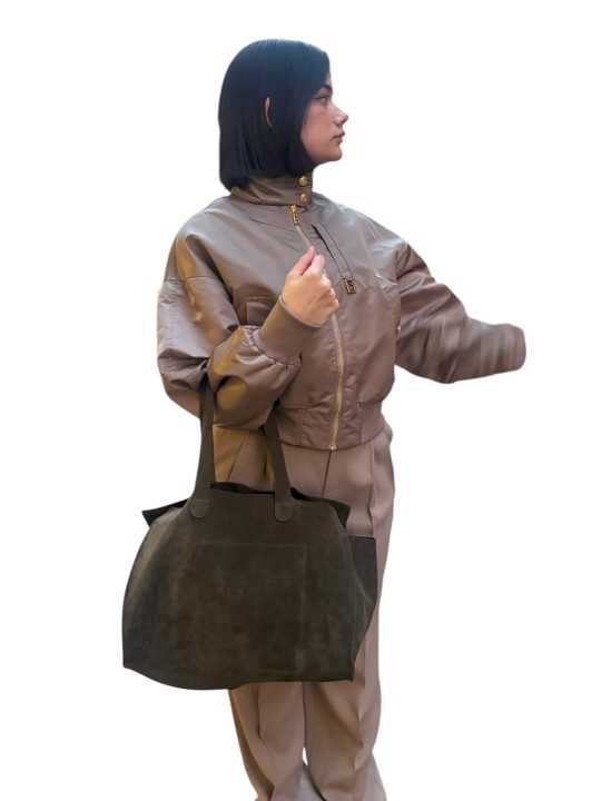 SAC SHOPPER SUEDE KAKI IOOS boutique Store shop Strasbourg France bag porté