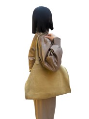 SAC SHOPPER SUEDE LICHEN IOOS boutique store shop Strasbourg France bag porté 2