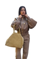 SAC SHOPPER SUEDE LICHEN IOOS boutique store shop Strasbourg France bag porté 1