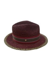 CHAPEAU RAPHIA FEDORA THYMAROISE BORDEAUX VERT AJUSTABLE 4454 CLARIS VIROT boutique Strasbourg shop profil