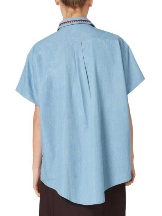 Chemisette jeans broderies géo poisson fleur Paul Smith Femme W1R 398B V03038 LT dos