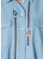 Chemisette jeans broderies géo poisson fleur Paul Smith Femme W1R 398B V03038 LT détails
