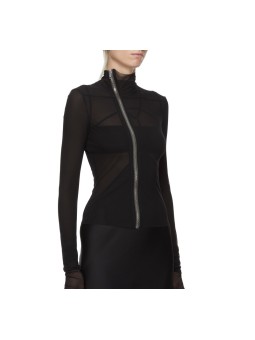 BLOUSON RESILLE NOIR GARY JKT RICK OWENS FEMME RO01F 6701 TUS 09 RICK OWENS TEMPLE FASHION DESIGNER CREATEUR STRASBOURG face