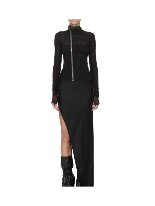 BLOUSON RESILLE NOIR GARY JKT RICK OWENS FEMME RO01F 6701 TUS 09 RICK OWENS TEMPLE FASHION DESIGNER CREATEUR STRASBOURG look