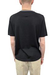 PULL MANCHES COURTES NOIR COL RAYE CIEL TAUPE LAINE M2R 820Z V22678 79 PAUL SMITH dos