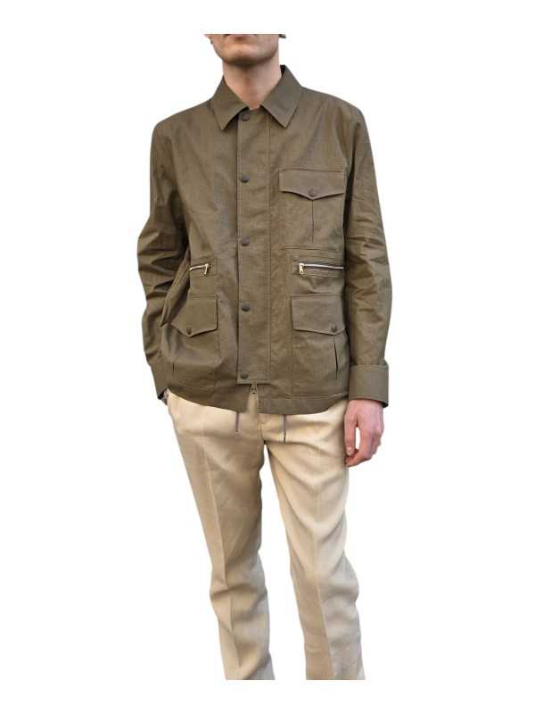 VESTE SAHARIENNE LIN TECH MULTIPOCHES KAKI M1R 912Z V03000 35 PAUL SMITH homme Strasbourg face