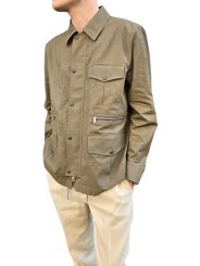 VESTE SAHARIENNE LIN TECH MULTIPOCHES KAKI M1R 912Z V03000 35 PAUL SMITH homme Strasbourg profil