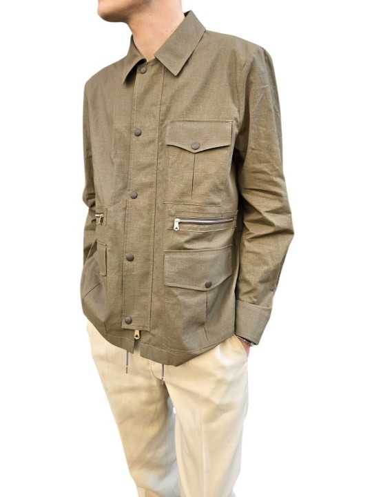 VESTE SAHARIENNE LIN TECH MULTIPOCHES KAKI M1R 912Z V03000 35 PAUL SMITH homme Strasbourg profil