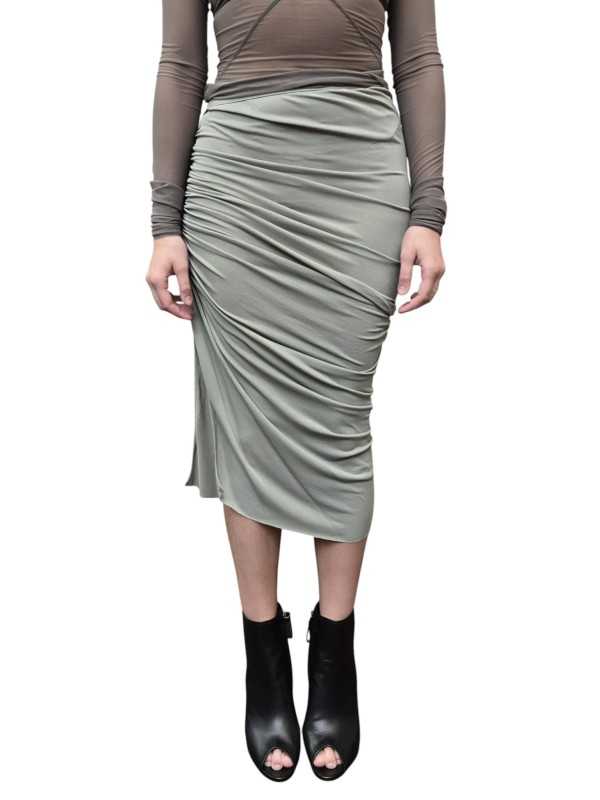 JUPE CREPE VISCOSE EDFU VERT JADE LI01F 7320 CVI 45 LILIES RICK OWENS FEMME face