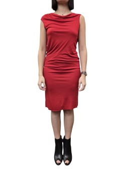 ROBE ROUGE SHAILEE MINI DRAPEE DOS NU LI01F 7561 RV 133 LILIES RICK OWENS FEMME face