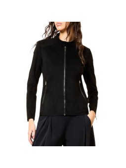 Blouson Biker Nabucco suède technique noir RRD Roberto Ricci Design Femme 26517 10 Strasbourg boutique face
