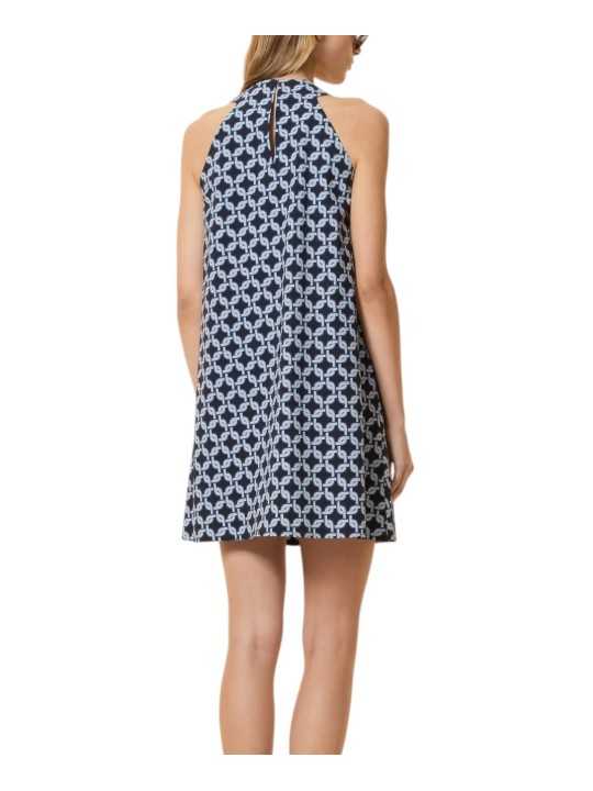Robe Trapeze navy print chaines ciel RRD Roberto Ricci design Femme 26810 Lace 60 boutique Strasbourg dos