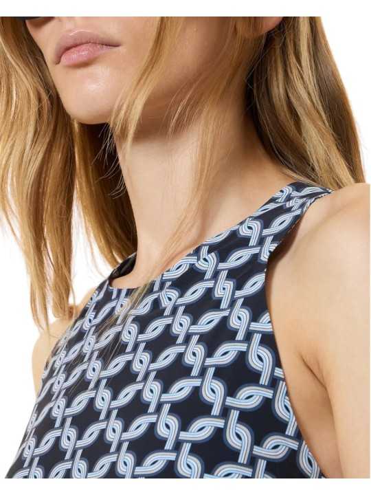 Robe Trapeze navy print chaines ciel RRD Roberto Ricci design Femme 26810 Lace 60 boutique Strasbourg détail