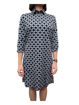 Robe polo navy print chaines ciel RRD Roberto Ricci design Femme 26820 Lace 60 face